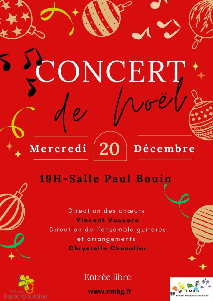 Affiche concert de Noël, décembre 2023 - EMBG - Basse-Goulaine