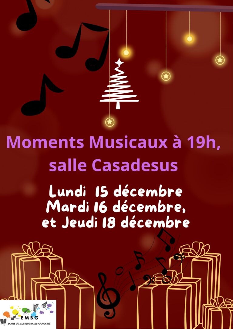 Moment Musical, les 15, 16, 18 déc.